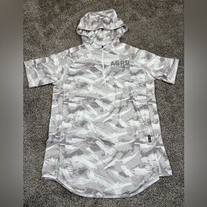 ASRV SilverPlus Mens S Camo Hooded Short Sleeve Quarter Zip Gym DSG 0328